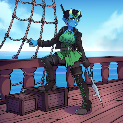 Tiefling pirate - COMMISSION
